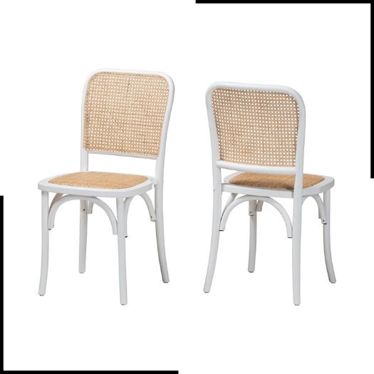 Baxton Studio Dining Chairs, Beech Wood Rattan (Seat)