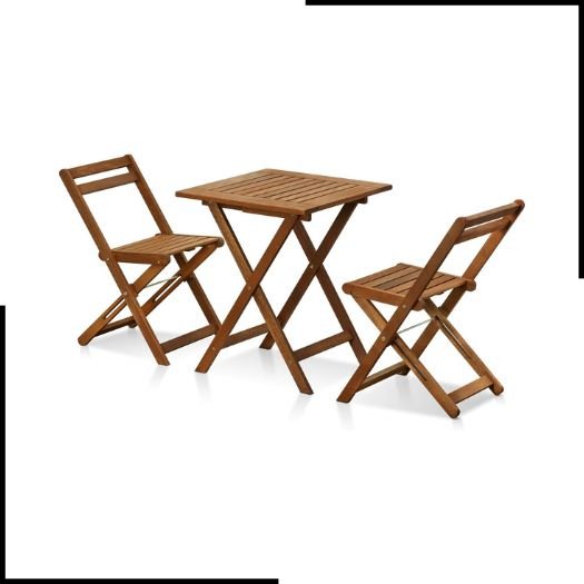 Furinno Outdoor Hardwood 3 Piece Bistro Set in Teak Oil