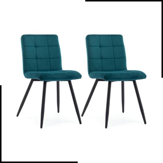 HNNHOME Set Of 2 x Cubana Velvet Upholstered Kitchen Dining Chair