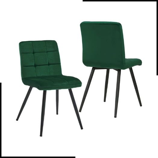 HNNHOME Set Of 2 x Cubana Velvet Upholstered Kitchen Dining Chair (2)