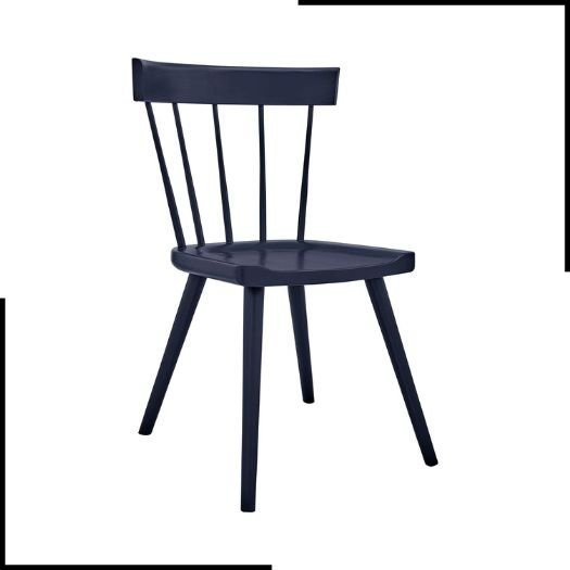 Modway Modern Farmhouse Wood Dining Chair in Midnight Blue