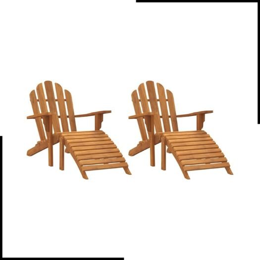 vidaXL 2x Garden Adirondack Chairs with Footrests