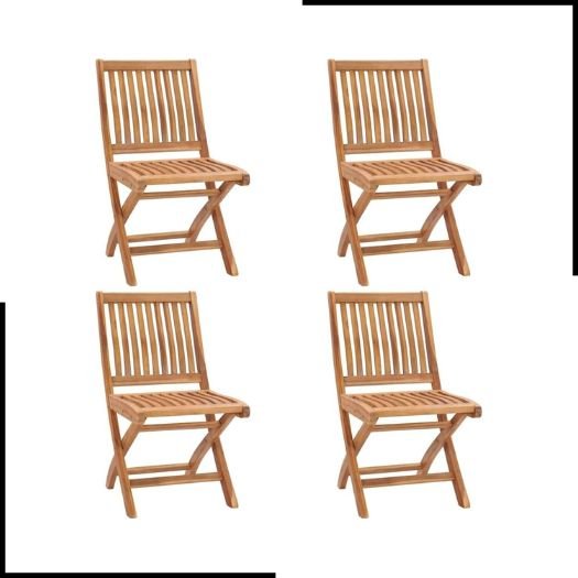 vidaXL 4x Solid Teak Wood Folding Garden Chairs