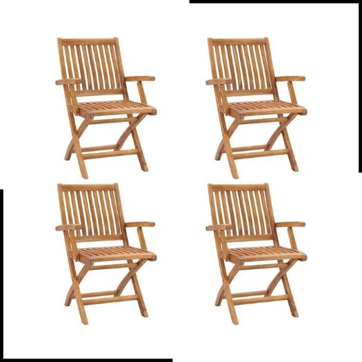 vidaXL 4x Solid Teak Wood Folding Garden Chairs