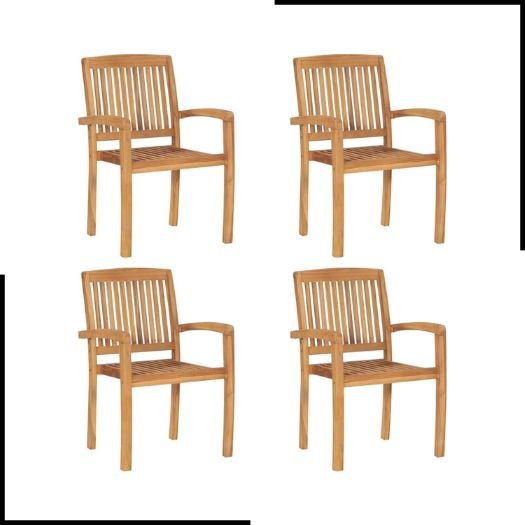 vidaXL 4x Solid Teak Wood Stacking Garden Chairs