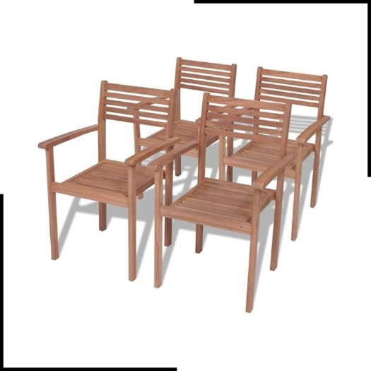 vidaXL 4x Teak Outdoor Stackable Chairs