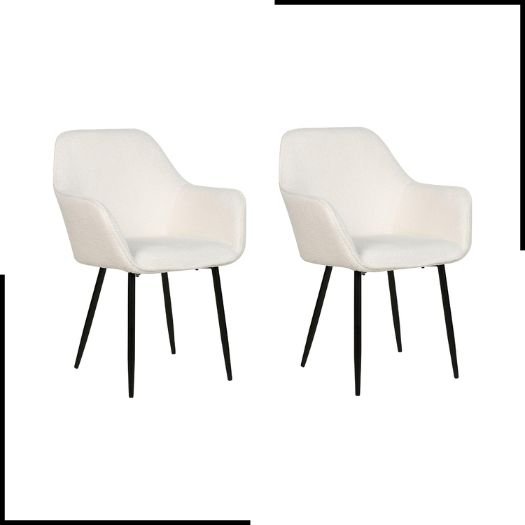 Beliani Set of 2 Modern Dining Chairs Boucle Fabric