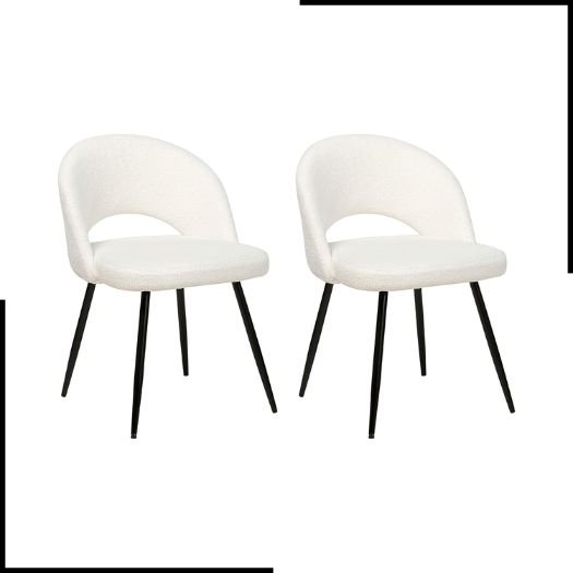 Beliani Set of 2 Modern Dining Chairs Boucle Fabric