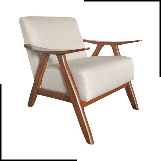 Bo Living Accent Chair, Beige seat and Brown Frame