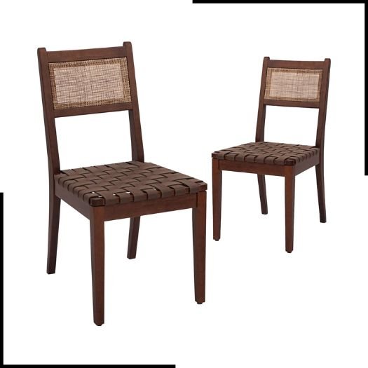 CangLong Chairs with Rattan Backrest and Vegan Leather