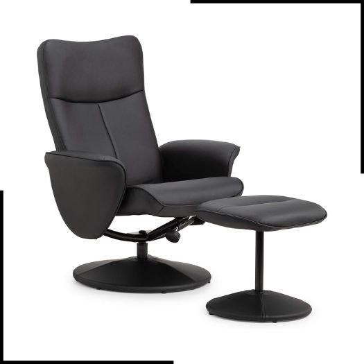 Julian Bowen Lugano Recliner & Stool, Black