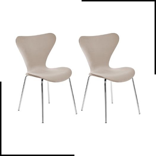 Meerveil Dining Chairs Set of 2Set of 2 Dining Chairs Taupe and Silver Fabric Upholstered Seat