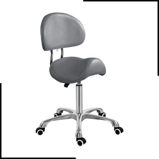 Saddle Stool Chair with Back Support Rolling Esthetician Seat