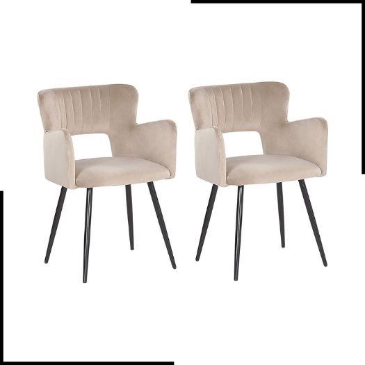 Set of 2 Modern Dining Chairs Velvet Seat