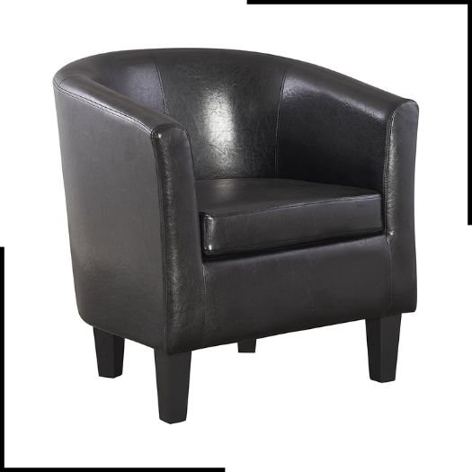 Tub Chair Black Armchair - Black Leather Tub Chair Faux