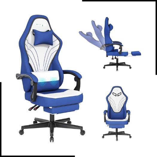 Ulody Fabric Gaming Chair with Massage Back Support